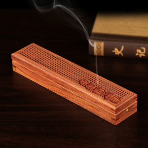 家用红木卧香炉线香盒 实木质沉香插熏香盒 线香香炉卧香盒檀香炉
