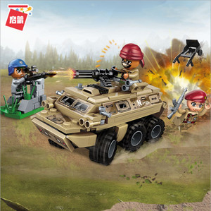 启蒙qman积木战地系列军事坦克1725-30玩具儿童拼插组装模型乐高