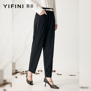 000人付款淘宝yifini/易菲22春新款蕾丝拼接白色牛仔裤小脚八分裤女裤