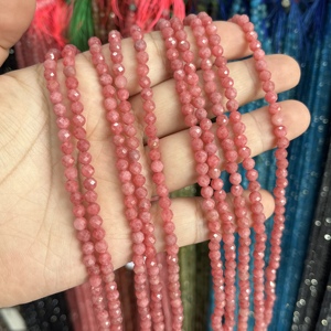 纯天然巴西红纹石切面圆珠散珠半成品粉色玫瑰石Diy项链手链配珠