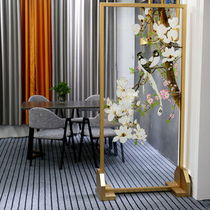 定制简约玻璃屏风珐琅彩背景墙家装客厅入户玄关网红隔断轻奢欧式
