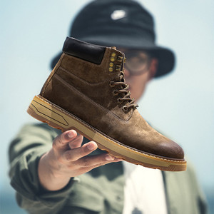 马丁天伯伦2021年新款男马丁靴高帮男鞋加绒雪地靴真皮工装靴男潮