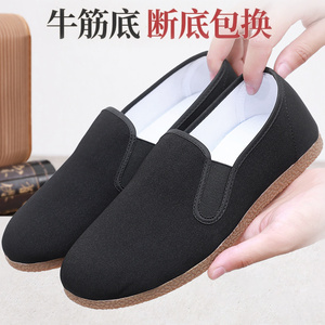 老北京布鞋男夏款正品超轻老年人父亲老头防滑耐磨牛筋软底男布鞋