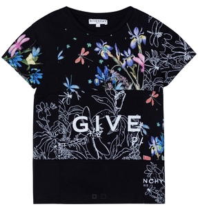 现货 givenchy 纪梵希 21秋冬 儿童女童黑色蝴蝶印花短袖t恤