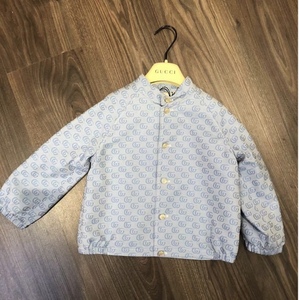 现货 gucci 22春夏 儿童男女童小童婴儿蓝色老花外套上衣夹克