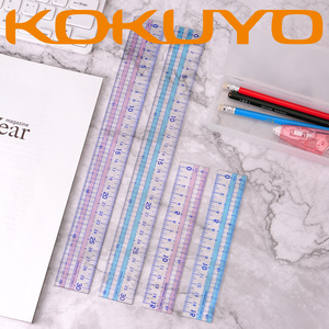 日本KOKUYO国誉GY-GBA110双刻度透明直尺左右手通用简约测量文具