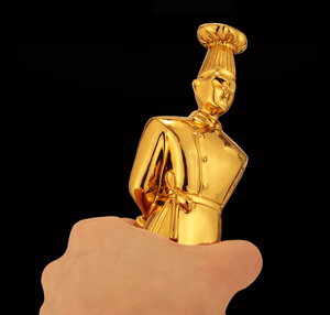 创意厨师烹饪餐饮厨王争霸赛比赛厨神水晶奖杯定制镀金品厨师造型