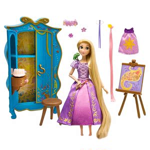 代购美国迪士尼正版长发公主乐佩创意橱柜女童过家家玩具礼物