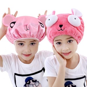 女孩擦头发纯棉蒸汽儿童浴帽干发帽吸水可爱女童日常约小孩淋浴