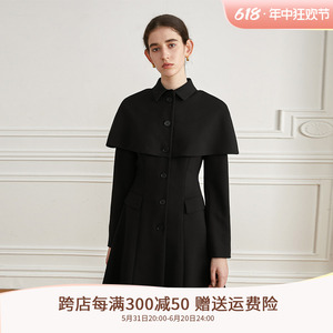 AEL原创法式披肩早春连衣裙春装2024年新款黑色气质西装外套裙女