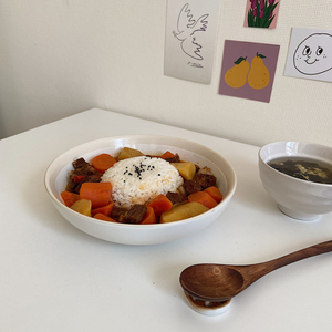 日式汤碗咖喱饭碗韩版ins沙拉意面盘子大号深盘家用好看陶瓷餐具