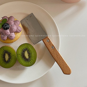 ins风可爱木柄小菜刀水果蛋糕披萨黄油刀创意家用不锈钢辅食刀具