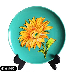 景泰蓝掐丝珐琅工艺画金丝彩沙画diy材料包向日葵陶瓷盘子装饰画
