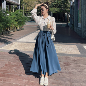 半身裙套装女春秋2022新款高级感减龄盐系穿搭显瘦a字长裙两件套