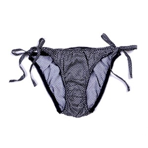 w3英国t家黑白小波卡仿丝缎面细带系带性感低腰女士三角内裤
