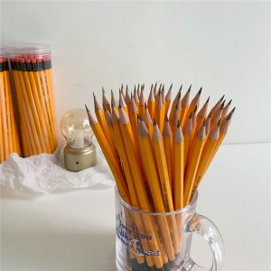 娜娜家 外贸单48支装橙色hb带橡皮写字铅笔素描专用