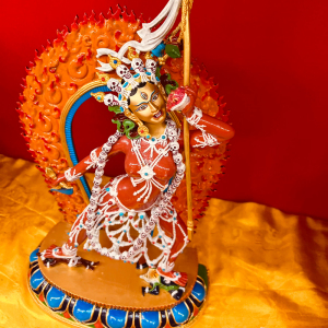 西藏金刚瑜伽母空行母紫铜精工铜佛像纳若巴的空行母24k黄金开脸