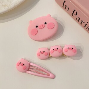 可爱粉嫩小猪发夹夏季刘海夹子头饰后脑勺碎发卡2022年新款发饰女