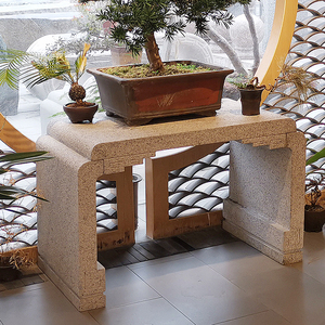 石头花架石雕庭院盆景架子户外中式花园仿古花盆花几园林摆件案台