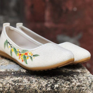 古风手绘鞋禅鞋女复古禅意夏秋茶服鞋平底亚麻佛敎居士鞋软底布鞋