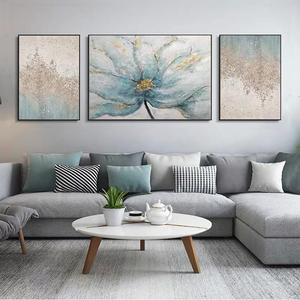 北欧客厅手绘油画现代简约沙发电视背景墙画轻奢大气餐厅花卉挂画