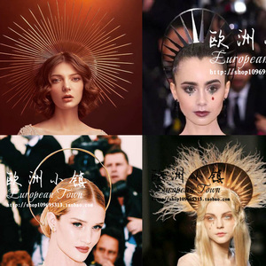 圣母走秀金色光环圈头饰发饰t台舞台演出宗教礼服酒吧派对dj影楼