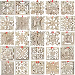 实木贴花欧式方块花 正方形镂空花机器雕刻门花 东阳木雕厂家直销