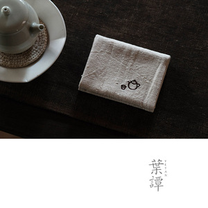叶谭 日常款洁方 纯棉土布茶巾手工刺绣葫芦茶垫吸水性好可久养
