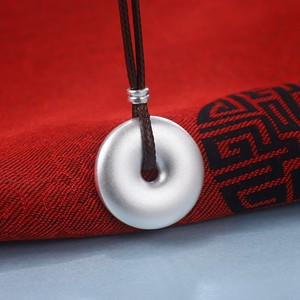 如意平安扣古法999足银纯银吊坠男女情侣本命年实心圆币银饰挂坠