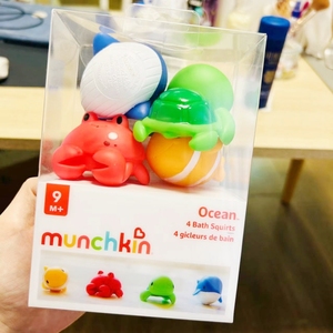 美国Munchkin满趣健宝宝儿童戏水洗澡玩具海洋动物喷水玩具4个装
