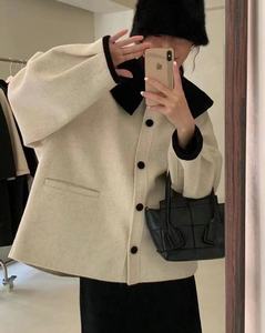春装新款韩国东大门双面羊绒大衣女宽松减龄短款小个子羊毛呢外套