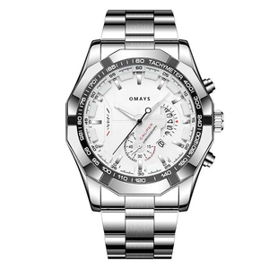 欧美时omays品牌男士手表白色石英时尚手表om017