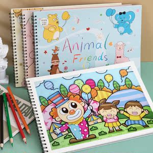 a4线圈图画本卡通封面学生幼儿园画画涂鸦本一二年级美术绘画本