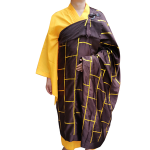 佛教用品袈裟咖啡彩色黄黑绿紫色薄款和尚僧服僧衣搭衣宽亮条金边