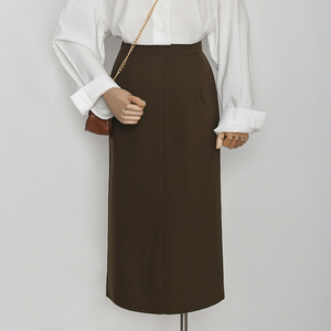 职业气质西装半身裙女2021秋装显瘦小个子高腰后开叉包臀中长裙子