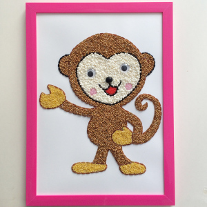 儿童手工益智diy创意材料包豆画子种子趣味亲子手工贴画 小猴子