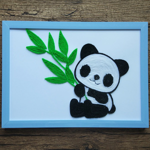 益智玩具 幼儿园手工课diy制做 毛线画材料包新奇大熊猫半成品a4