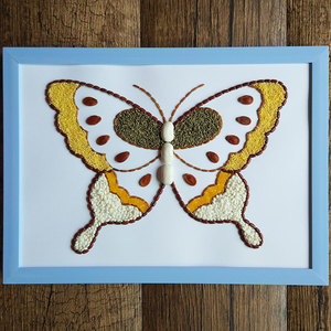 益智儿童手工diy制作 幼儿园材料包种子画趣味亲子画大蝴蝶豆子画