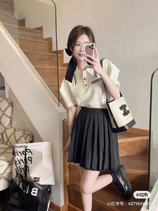 韩国品牌童装青少年潮牌2024年夏装新款polo衫百褶裙可以亲子