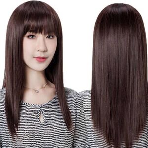 假发女长发长直发全真人发中分缝自然逼真碎齐刘海 女士全头发套8人
