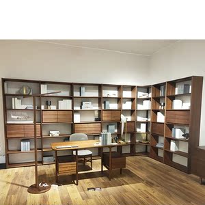 楷模家具正品l13欧瑞书柜博士书柜连体转角简约现代胡桃木