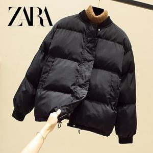 ZARA羽绒棉服女短款冬季2020新款韩版宽松潮菱形格加厚棉衣外套潮