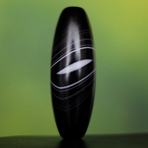 藏区 天然 55*19黑白象形"眼睛"一线药师珠 天珠佛教 桶珠隔珠