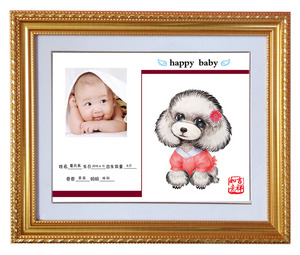 胎毛画绣生肖狗作画肖像画章笔坠新生儿包邮自己做定制手脚足印
