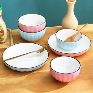 碗碟套装家用碗筷陶瓷碗北欧盘子吃饭碗日式轻奢餐具组合一两人食