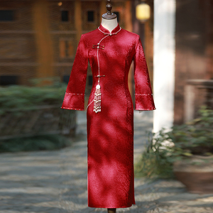 红色敬酒服新娘2024新年女装旗袍新中式成人秋冬季结婚礼服拜年服
