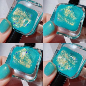 sw063指甲油美甲2022年新色珠光色蓝绿色孔雀蓝绿色指甲油免烤