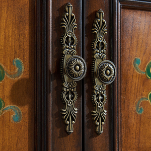 欧美式家具衣柜门把手青古铜色雕花抽屉拉手书柜电视柜餐边柜斗柜