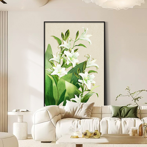奶油风客厅装饰画现代简约沙发背景墙落地画高级感花卉肌理单幅画
