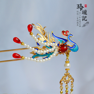 霜同款发簪杨紫锦觅凰寰谛凤翎锁灵簪唐风凤尾簪若初雪的手工小铺